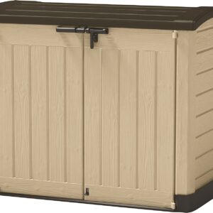 Keter Store-It-Out Arc 1200L Outdoor Storage Box – Brown, Weather-Resistant Wheelie Bin Shed