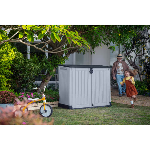 Keter Store-It-Out Midi 880L Outdoor Garden Storage Box – Grey & Black, Lockable Resin Shed - Image 4