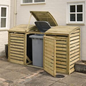 Rowlinson Triple Wheelie Bin Store Natural 8 x 3ft