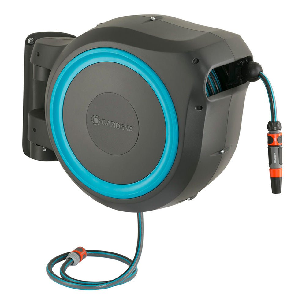 Gardena Wall-Mounted Hose Reel RollUp M/L 25m – Automatic Roll Control & Premium Hose